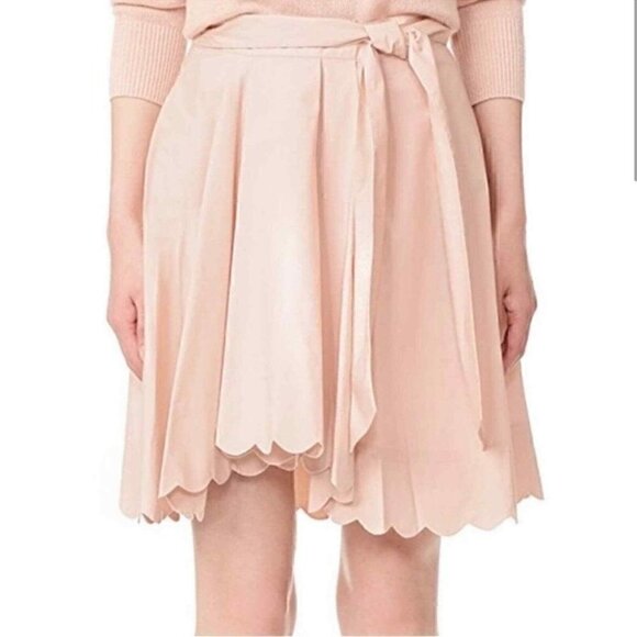 𝅺🤍 Club Monaco Skirt Women 00 Vidorus Scalloped Cotton Tie Pink Soft-Girl…​ - Picture 2 of 6